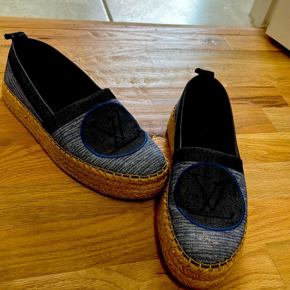 Authentic Louis Vuitton Denim Slip On Sneakers